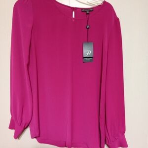 Adrienne Vittadini Fuchsia Long Sleeve Blouse